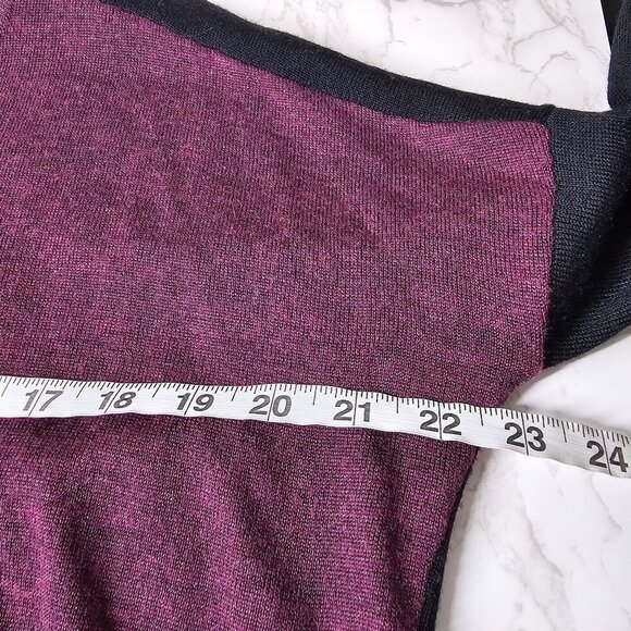 Madewell Merino Wool Sweatshirt Hi Low Hem Colorblock Purple Black Women Size XS - Picture 6 of 7